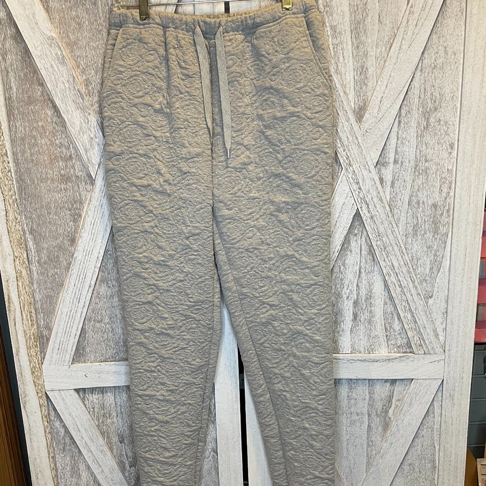 Juniors Floral Grey Embroidered Joggers